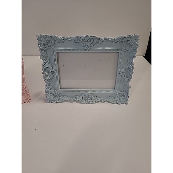 Laura Ashley Pink Blue Ornate Picture Frame Set (2) 4x6 Rocco Style Resin Baby - Picture 4 of 8